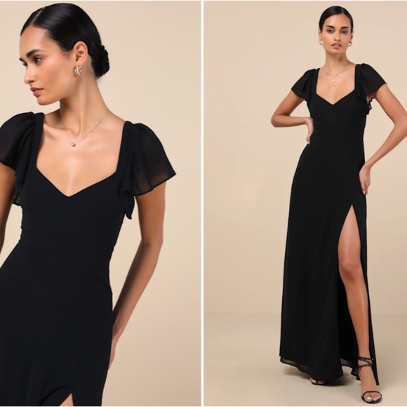 LULU's Prom Wedding Romantic Bridesmaid Sexy Flowy Elegant Sophisticated Maxi - Picture 3 of 8